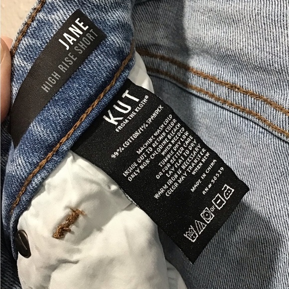 KUT from the Kloth Jane High-Rise Jean Shorts Distressed Raw Frayed Hem Size 0 - Picture 5 of 6